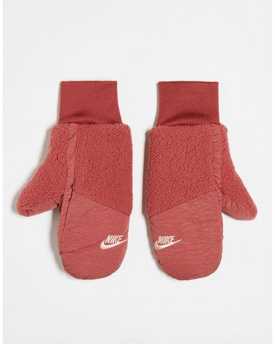Nike Moufles femme en sherpa - Rouge
