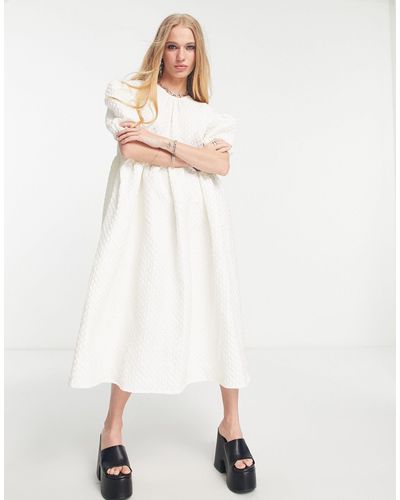 Sister Jane Midi Smock Dress - White