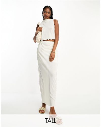 Pieces Plissé Maxi-rok - Wit