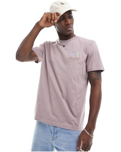 Hollister Camiseta morado empolvado con logo artesanal