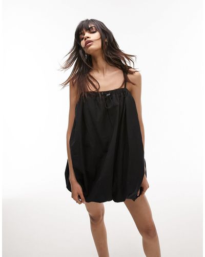 TOPSHOP Premium Bubble Hem Mini Dress - Black