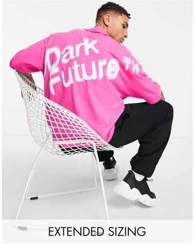 ASOS Asos Dark Future Oversized T-shirt With Blurred Logo Graphic Print - Pink