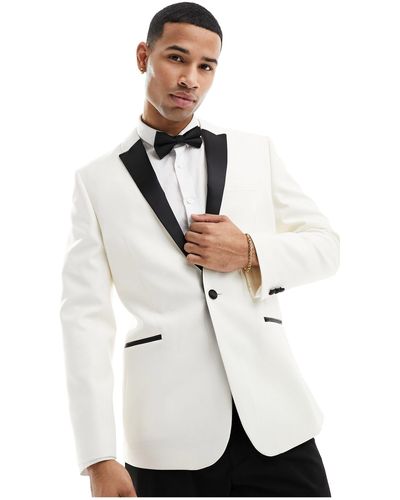 ASOS Skinny Tuxedo Suit Blazer - White