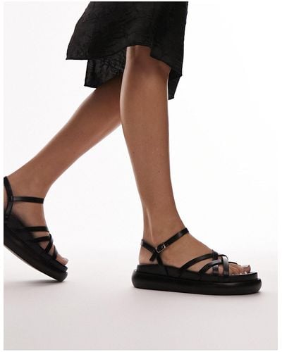 TOPSHOP Junior - sandali flatform neri con fascette sottili - Nero