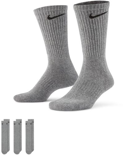 Nike Everyday Cushioned 3 Pack Crew Sock - Grey