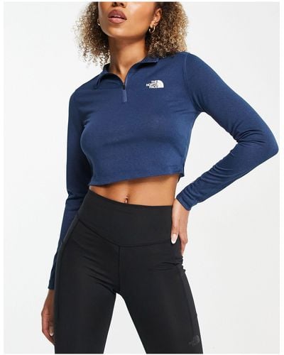 The North Face Training Flex Cropped 1/4 Zip Tech Long Sleeve - Blue