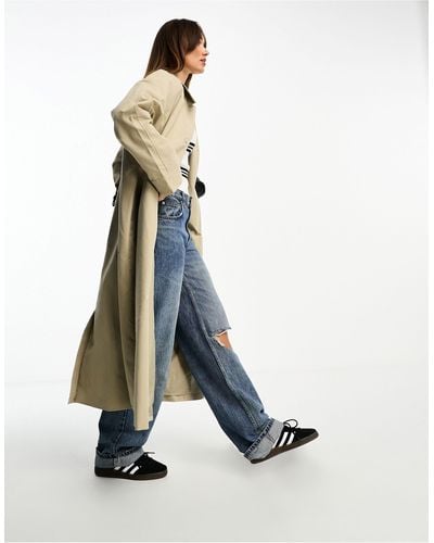 NA-KD Oversized Dropped Shoulder Trench Coat - White