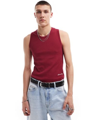 Reclaimed (vintage) Ribbed Vest With Logo - Red