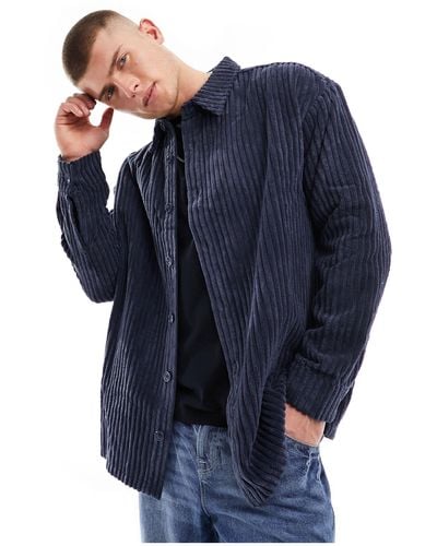 Reclaimed (vintage) Long Sleeve Cord Shirt - Blue