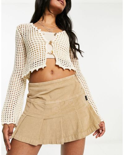 Superdry Vintage Cord Pleat Mini Skirt - Natural