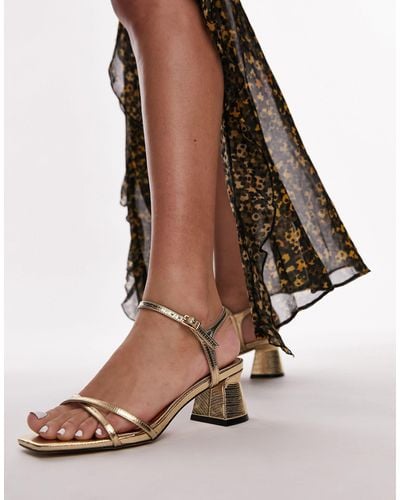 TOPSHOP Iona Strappy Block Heeled Sandal - Brown