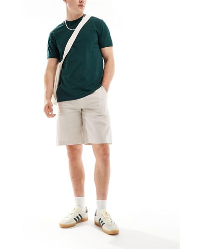 ASOS Smart Straight Leg Linen Blend Shorts - Natural