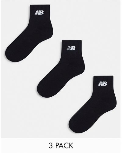 New Balance Set Van 3 Paar Halflange Sokken Met Logo - Zwart
