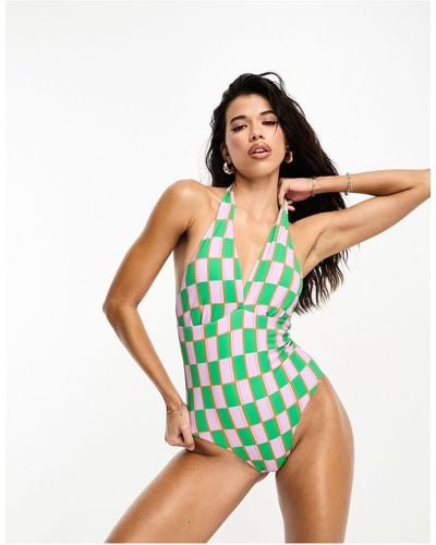 Vero Moda Halterneck Swimsuit - Green