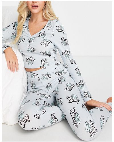 ASOS – pyjama aus langärmligem oberteil und leggings - Weiß