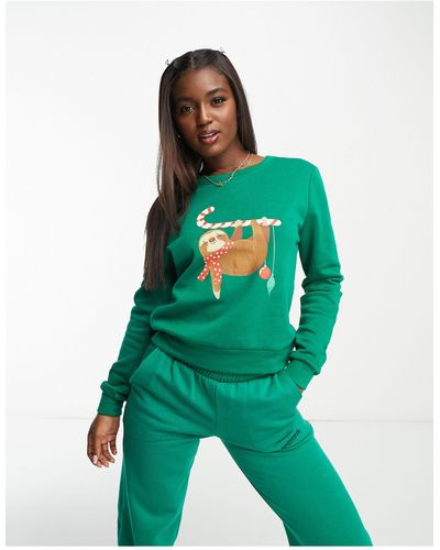ONLY Sloth Christmas Jumper - Green