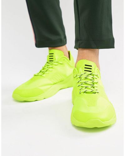 Bershka Sneakers In Neon Yellow - Green