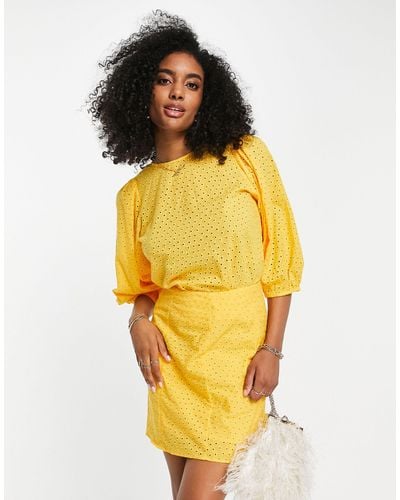 Y.A.S Broderie Co-ord Top - Yellow