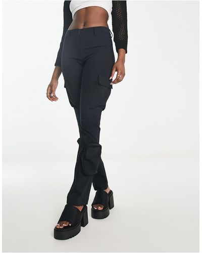Weekday Ila Tight Fit Flare Cargo Trousers - Black