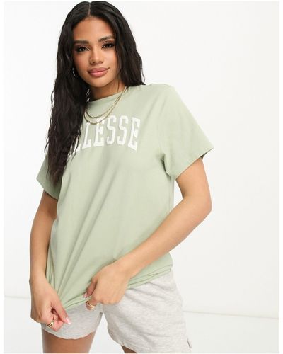 Ellesse Tressa - t-shirt chiaro con logo stile college - Bianco