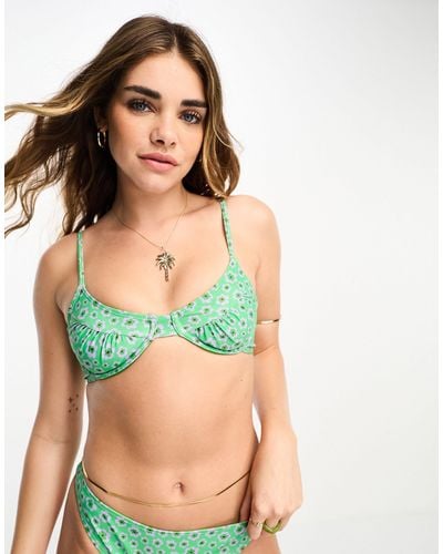 Daisy Street Cupped Bikini Top - Green