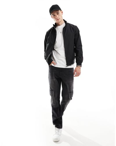 EA7 Armani - - giacca harrington a maniche lunghe nera con logo - Nero