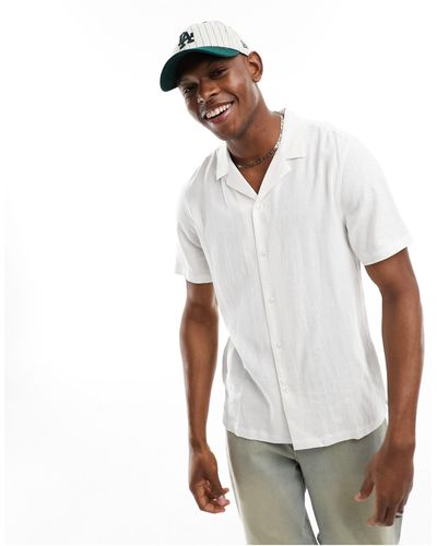 New Look – kurzärmliges hemd aus leinenmix - Weiß