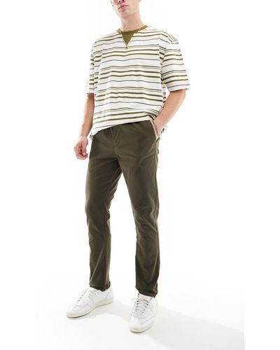 Threadbare Cotton Pull On Trousers With Elasticated Wait - Natural