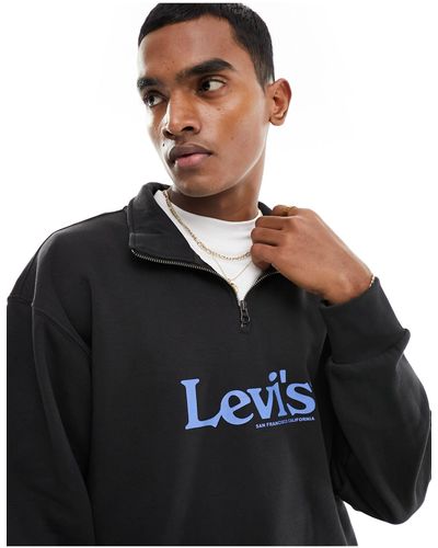 Levi's Exclusive To Asos Half Zip With Central Retro Logo - Black