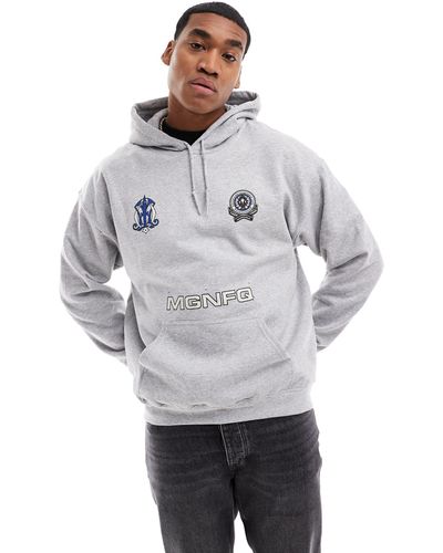 ASOS Oversized Hoodie With Football Style Prints - Grey