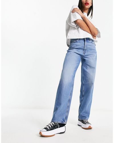 Weekday Rail - jeans ampi a vita medio alta lavaggio - Blu
