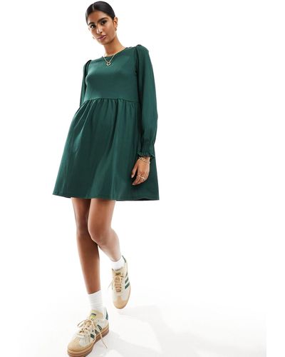 New Look Crinkle Smock Mini Dress - Green