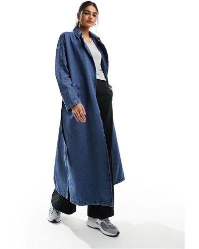 Something New Trench-coat long et oversize en denim - moyen délavé - Bleu