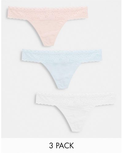 New Look 3 Pack Floral Lace Thong - Multicolour