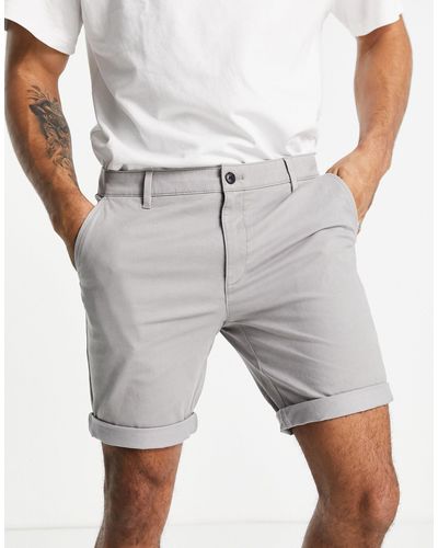 TOPMAN Skinny Chino Shorts - Grey