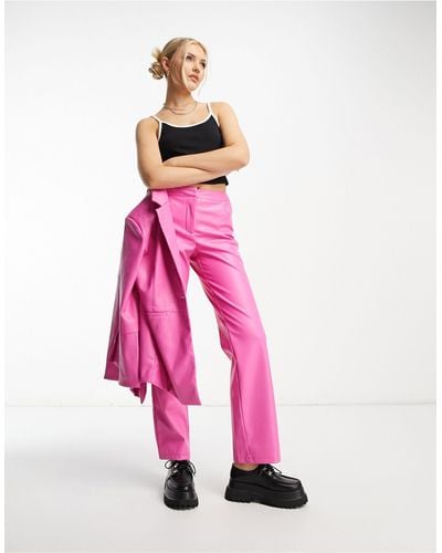 Collusion Faux Leather Trouser Co-ord - Pink