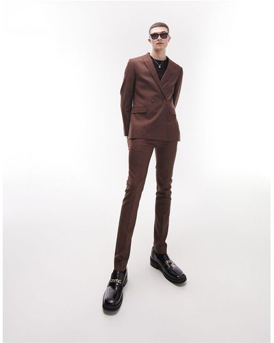 TOPMAN Super Skinny Suit Trousers - Brown