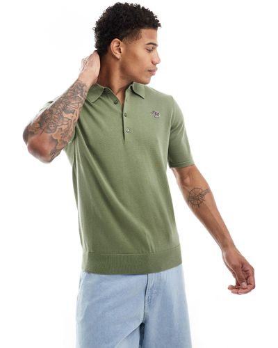 PS by Paul Smith Knitted Polo With Zebra Logo - Green