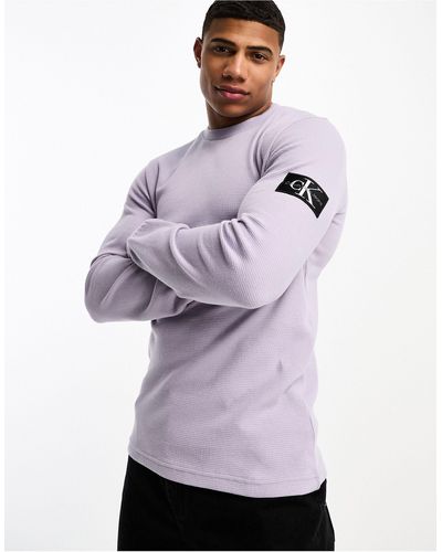 Calvin Klein Waffle Long Sleeve T-shirt - Purple