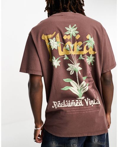 Reclaimed (vintage) Uniseks T-shirt Met 'flora'-print Op - Bruin