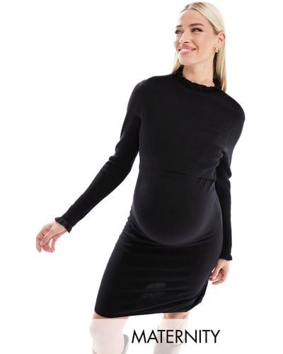 Mama.licious Mamalicious Maternity Knitted Midi Dress - Black