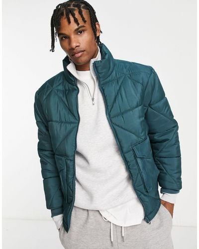 Another Influence Diamond Quilted Puffer - Blue