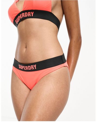 Superdry Slip bikini elasticizzato color corallo e - Rosa