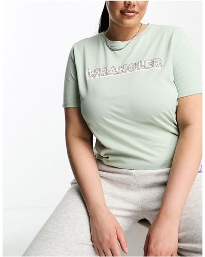 Wrangler Camiseta espuma marina con logo retro - Verde