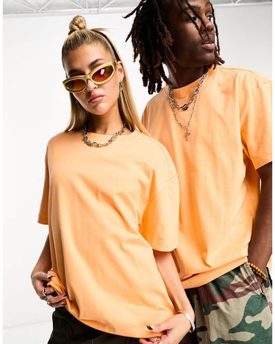 Weekday Camiseta extragrande unisex exclusiva en asos - Naranja