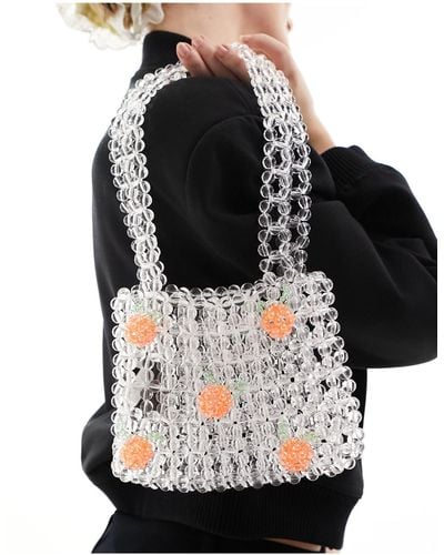 Glamorous – durchsichtige handtasche mit perlenbesatz und ndetails - Schwarz