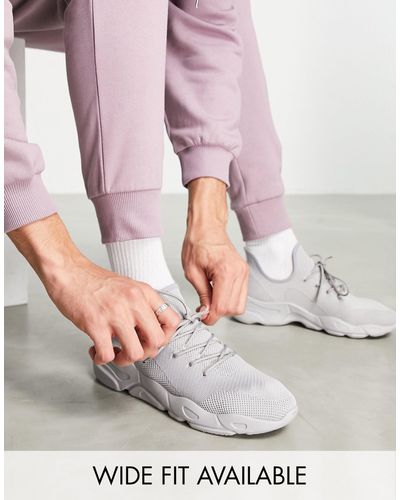 ASOS Knitted Runner Sneakers With Chunky Sole - Grey
