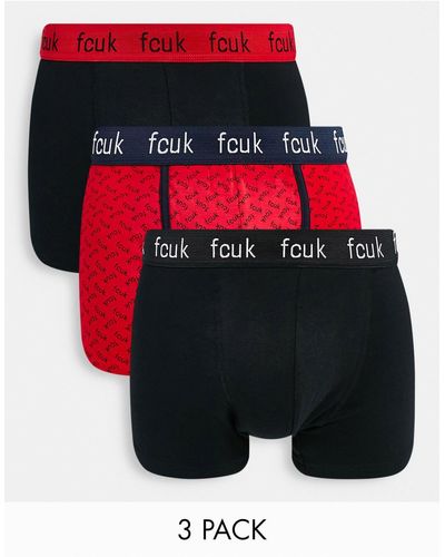 French Connection Fcuk 3 Pack Boxers - Red