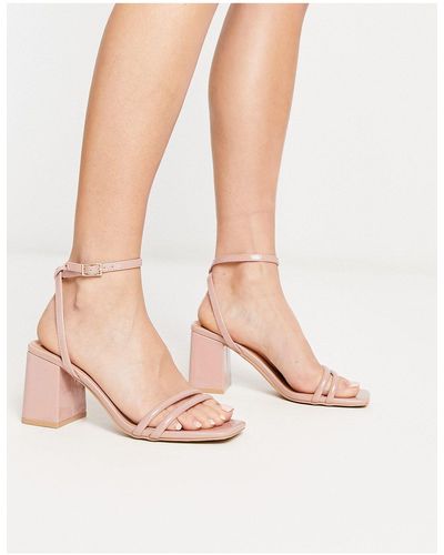 Truffle Collection Square Toe Block Heel Barely There Sandals - White