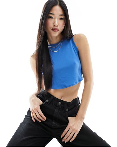 Nike Essential Ribbed Cropped Tank Top - Blue